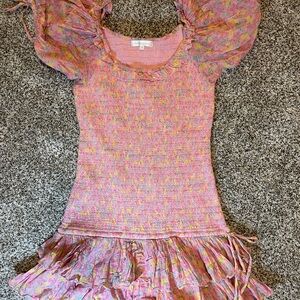 Loveshackfancy Pink Floral Ruffle Dress - Love Shack Fancy